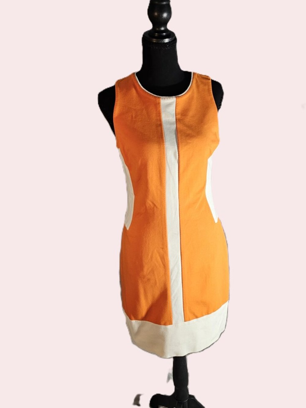Pink Tartan Orange and White Color Block Dress